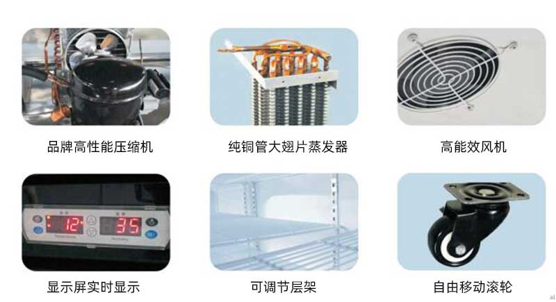 志翔領(lǐng)馭藥品陰涼柜冷藏柜配備品牌高性能壓縮機(jī)、純銅管大翅片蒸發(fā)器、高能效風(fēng)機(jī)、超大顯示屏、可調(diào)式層架、自由移動滾輪。